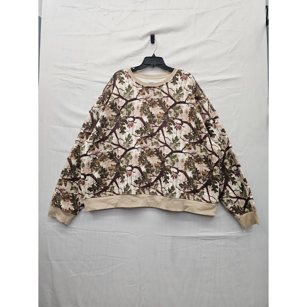 Original‎ Use Mens XXL Crewneck Sweatshirt Green Camo Oak Leaf Print Pullover